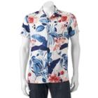 Men's Marc Anthony Slim-fit Tropical Button-down Shirt, Size: Small, Dark Blue