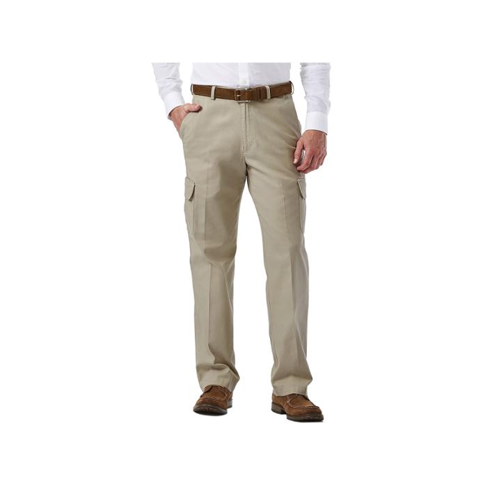 Big & Tall Haggar Flat-front Stretch Comfort Cargo Expandable Waist Pants, Men's, Size: 46x34, White Oth