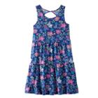 Girls 7-16 & Plus Size So&reg; Twist Back Patterned Skater Dress, Girl's, Size: S/7-8, Dark Blue