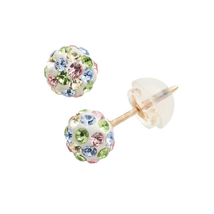 Junior Jewels 10k Gold Crystal Ball Stud Earrings - Kids, Girl's, Multicolor