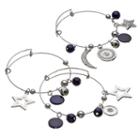 Celestial Charm Bangle Bracelet Set, Women's, Black