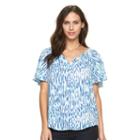 Women's Apt. 9&reg; Flutter Sleeve Top, Size: Small, Blue (navy)