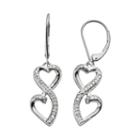 Love Is Forever Sterling Silver 1/7-ct. T.w. Diamond Double Heart Drop Earrings, Women's, White