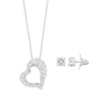Dana Buchman Cubic Zirconia Heart Pendant Necklace & Stud Earring Set, Women's, Silver