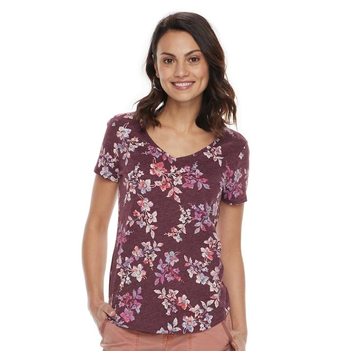 Petite Sonoma Goods For Life™ Essential V-neck Tee, Women's, Size: M Petite, Med Purple