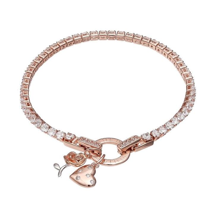 Dovetail Rose Gold Tone Life Is Beautiful Cubic Zirconia Tennis Bracelet, Women's, Size: 7.5, White