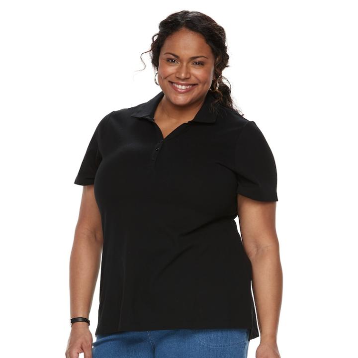 Plus Size Croft & Barrow&reg; Johnny Collar Polo, Women's, Size: 1xl, Black
