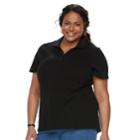 Plus Size Croft & Barrow&reg; Johnny Collar Polo, Women's, Size: 1xl, Black