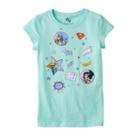 Girls 7-16 Batgirl, Supergirl & Wonder Woman Puff Print Superhero Action Patches Graphic Tee, Girl's, Size: Medium, Lt Green