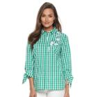 Women's Croft & Barrow&reg; Embroidered Print Shirt, Size: Xl, Green Oth