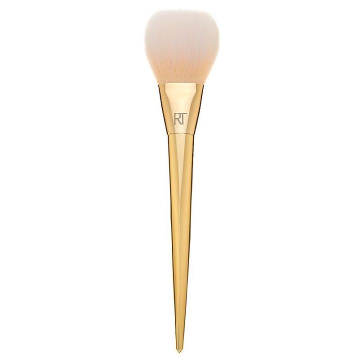 Real Techniques Bold Metals Collection 100 Arched Powder Makeup Brush, Yellow