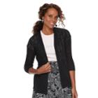 Women's Croft & Barrow&reg; Pointelle Open Front Cardigan, Size: Large, Black