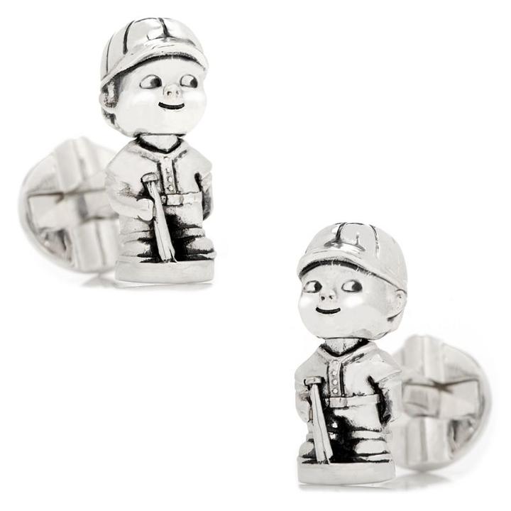 Baseball Bobble Head Cuff Links, Men's, Silver