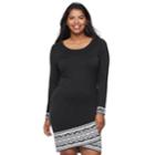 Juniors' Plus Size Cloud Chaser Print Hem Sweater Dress, Teens, Size: 1xl, Oxford