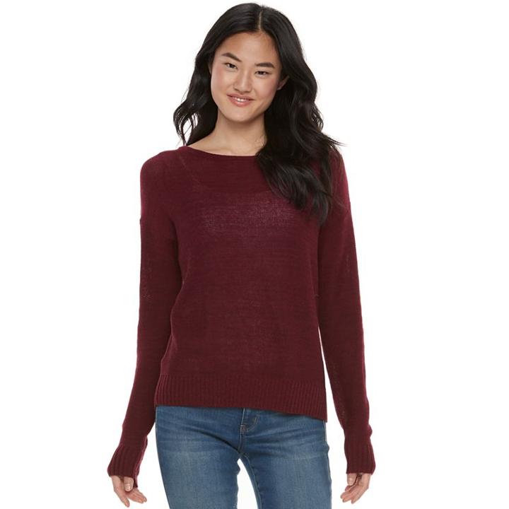 Juniors' So&reg; Cross-back Crewneck Sweater, Teens, Size: Small, Dark Pink