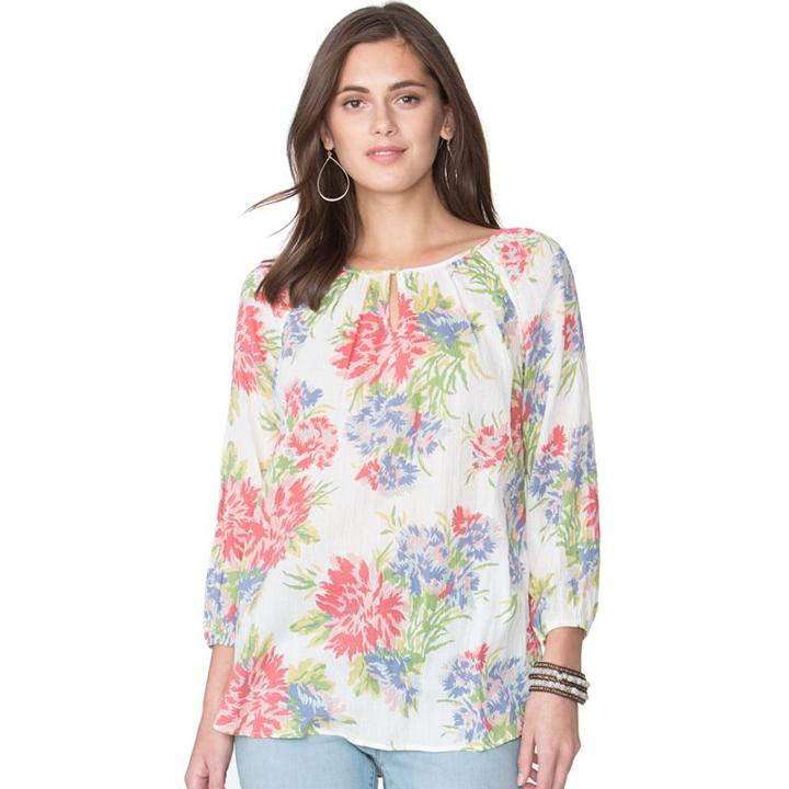 Women's Chaps Printed Georgette Blouse, Size: Large, Pink Ovrfl