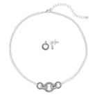 Napier Circle Link Collar Necklace & Drop Earring Set, Women's, Silver