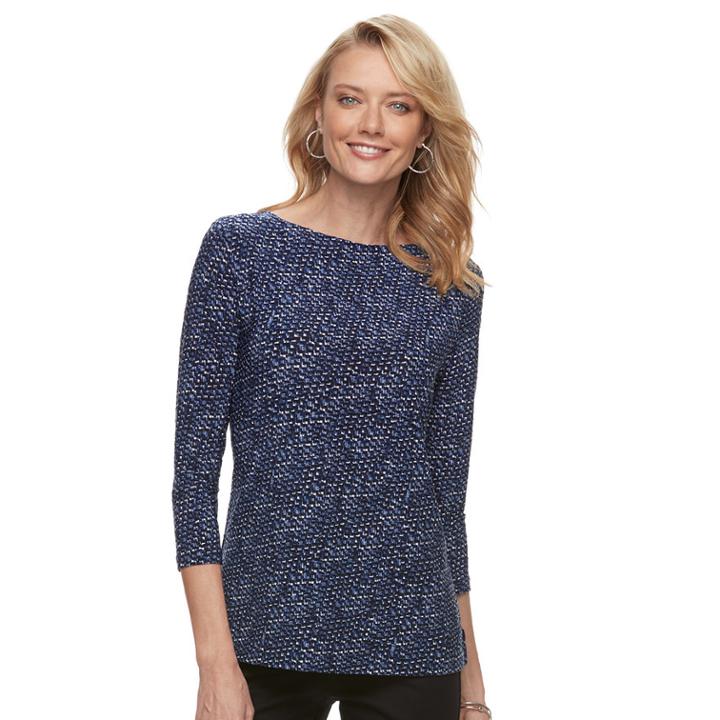 Women's Croft & Barrow&reg; Ballet Neck Top, Size: Xl, Blue (navy)