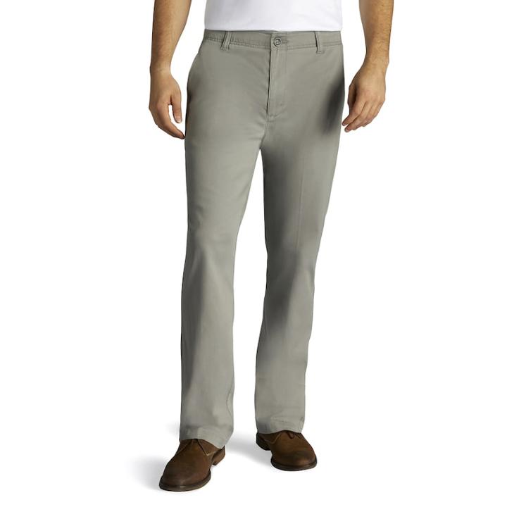 Men's Lee Performance Series Extreme Comfort Khaki Relaxed-fit Flat-front Pants, Size: 30x32, Grey (charcoal)