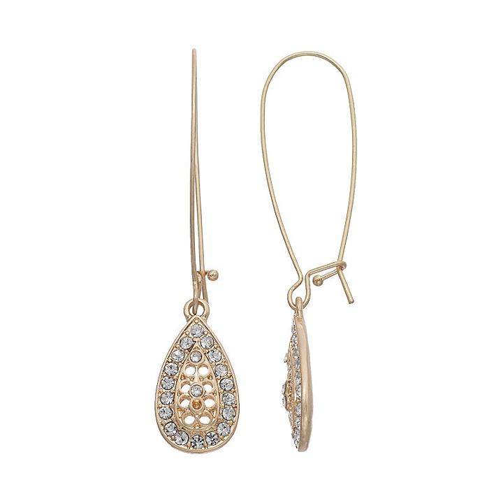 Simply Vera Vera Wang Nickel Free Simulated Crystal Teardrop Earrings, Women's, Gold
