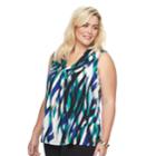 Plus Size Dana Buchman Printed Knot-front Top, Women's, Size: 2xl, Med Green