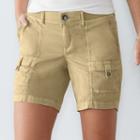 Women's Sonoma Goods For Life&trade; Comfort Waist Shorts, Size: 12, Beig/green (beig/khaki)
