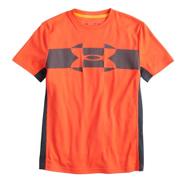 Boys 8-20 Under Armour Tech Tee, Size: Large, Neon Coral Gray