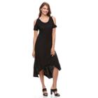 Women's Kate And Sam Cold-shoulder High-low Dress, Size: Medium, Black