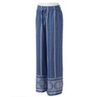 Women's Studio 253 Print Challis Soft Pants, Size: Large, Light Blue