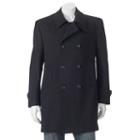 Men's Billy London Double-breasted 35-in. Wool-blend Top Coat, Size: 46 Long, Black