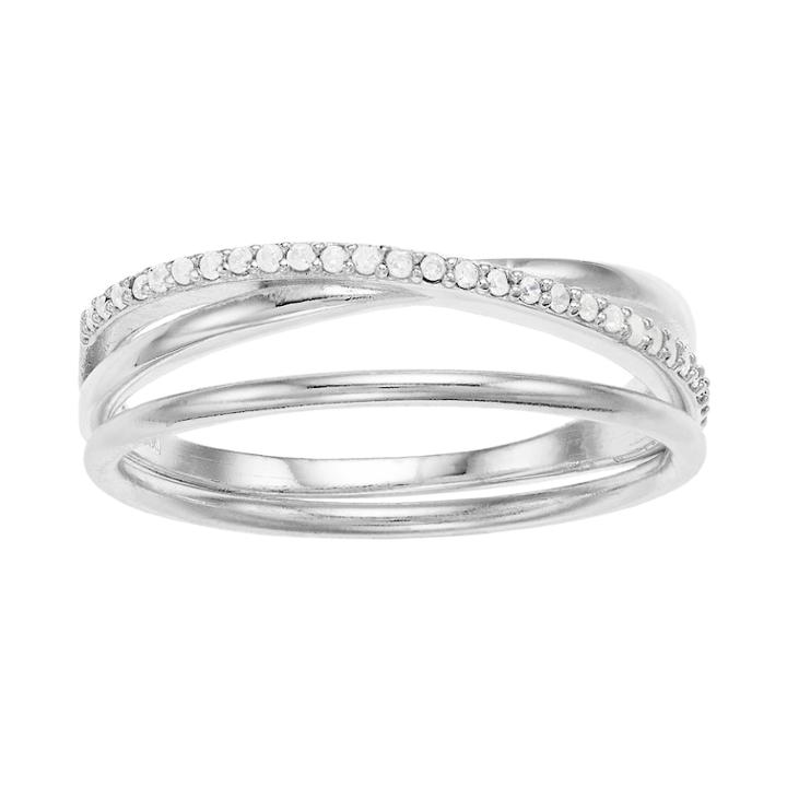Love This Life Sterling Silver Cubic Zirconia Crisscross Ring Set, Women's, Size: 9