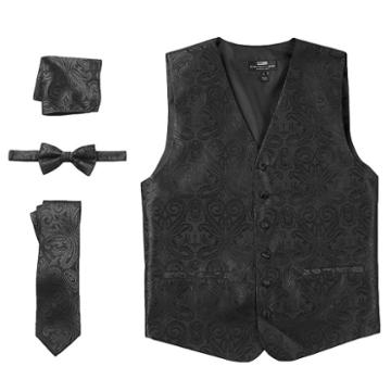 Men's Steven Land Paisley 4-pc. Vest Set, Size: Large, Black