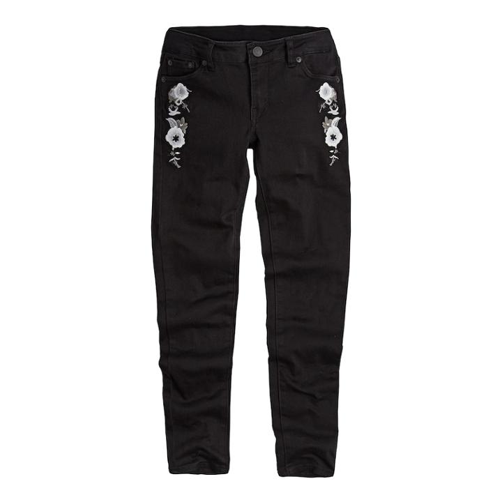 Girls 7-16 Levi's 710 Embroidered Flower Super Skinny Jeans, Size: 12, Black