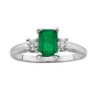 The Regal Collection 14k White Gold Genuine Emerald And 1/5-ct. T.w. Igl Certified Diamond 3-stone Ring, Women's, Size: 7, Green