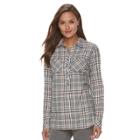 Women's Croft & Barrow&reg; Plaid Flannel Shirt, Size: Small, Brt Pink