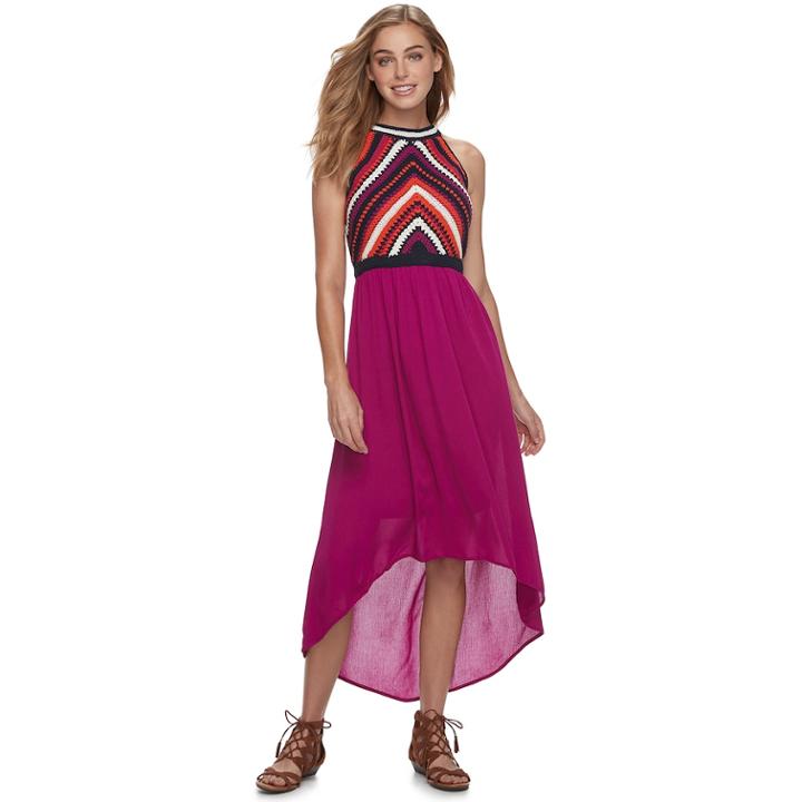 Petite Chaya Crochet High-low Maxi Dress, Women's, Size: 8 Petite, Black