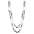 Long Beaded Double Strand Necklace, Women's, Black