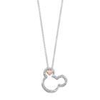 Disney's Mickey Mouse Silver Plated Crystal Pendant Necklace, Women's, White