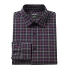 Men's Apt. 9&reg; Extra-slim Fit Gingham-checked Stretch Dress Shirt, Size: 17.5-34/35, Med Purple