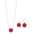 Sterling Silver Agate Bead Necklace & Earring Set, Women's, Red