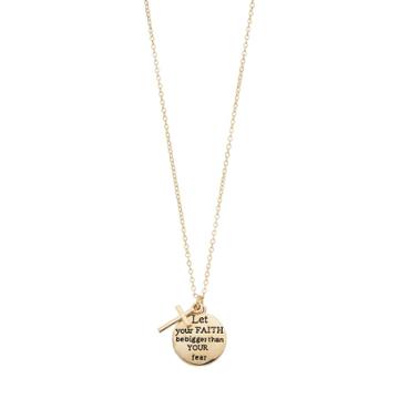 Believe In Faith & Fear Cross Pendant Necklace, Women's, Gold