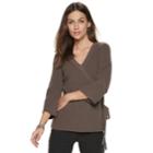 Women's Apt. 9&reg; Faux-wrap V-neck Sweater, Size: Xl, Dark Grey