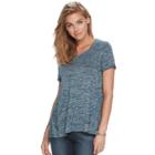 Women's Apt. 9&reg; Marled High-low Tee, Size: Medium, Turquoise/blue (turq/aqua)