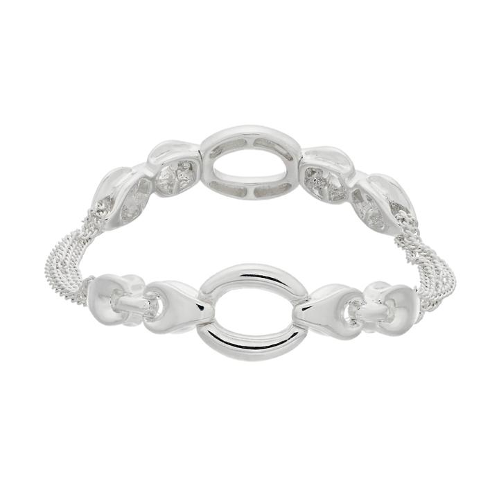 Napier Silver Tone Oval Link Stretch Bracelet, Women's