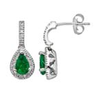 The Regal Collection 14k White Gold Genuine Emerald And 1/5-ct. T.w. Igl Certified Diamond Teardrop Earrings, Women's, Green