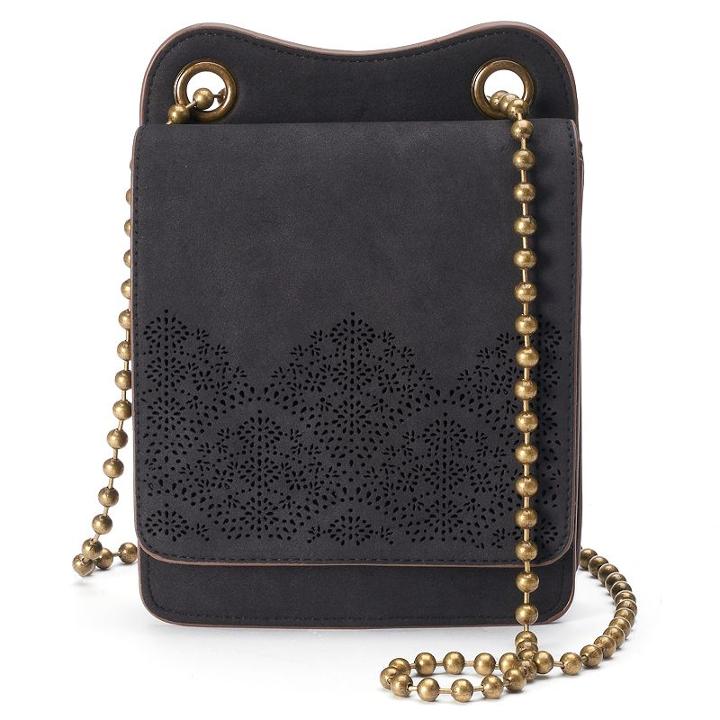 T-shirt & Jeans Laser-cut Mini Crossbody Bag, Women's, Black