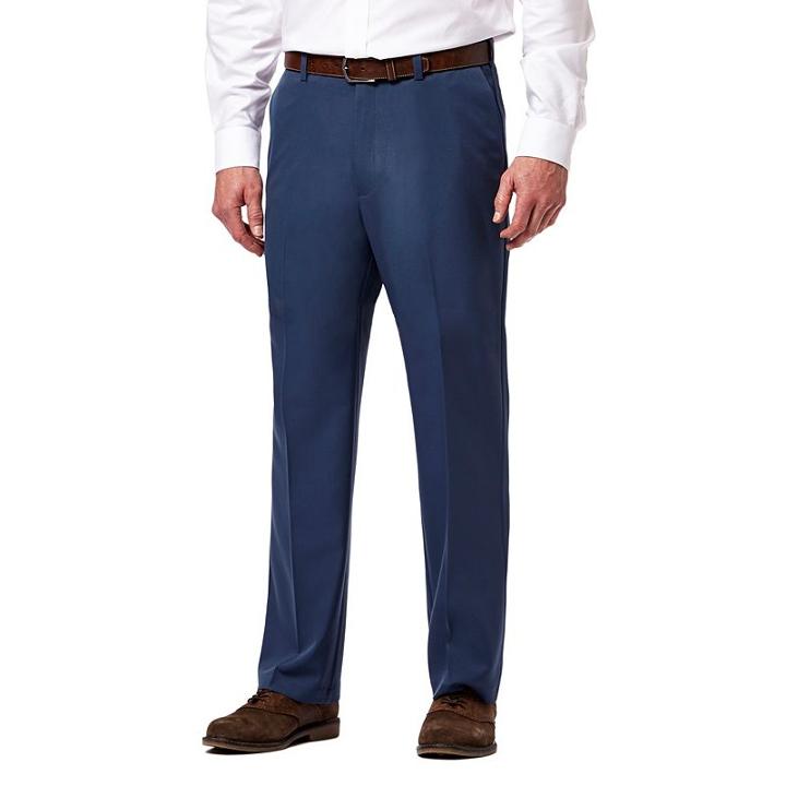 Men's Haggar&reg; Cool 18&reg; Pro Classic-fit Wrinkle-free Flat-front Expandable Waist Pants, Size: 36x29, Turquoise/blue (turq/aqua)