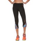 Women's Fila Sport&reg; Mesh Printed Yoga Capris, Size: Large, Black