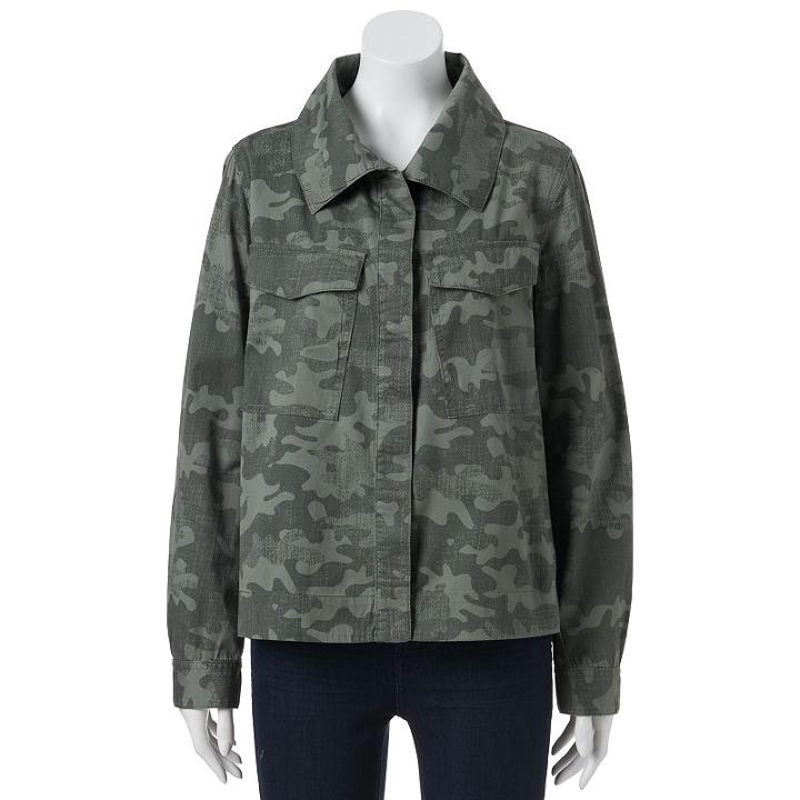 Juniors' Unionbay Kyra Austin Camo Jacket, Girl's, Size: Small, Green Oth