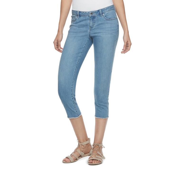 Petite Jennifer Lopez Raw-edge Capri Jeans, Women's, Size: 6 Petite, Blue Other